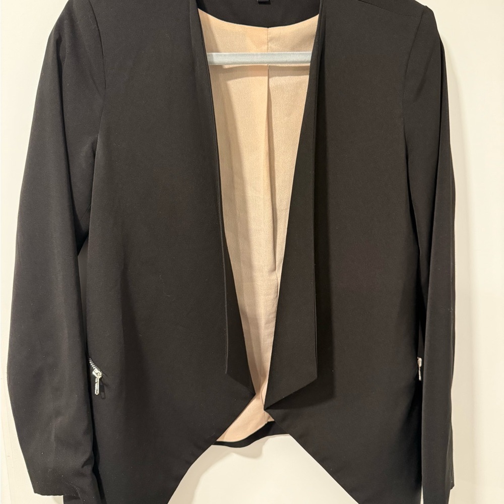 Jealous Tomato Black Blazer with Zipper Details